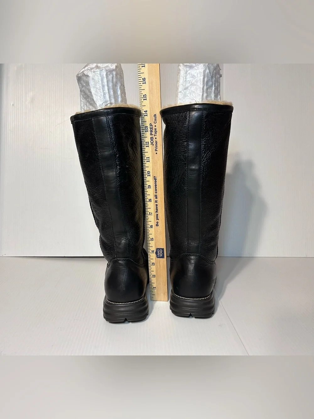 UGG SN 5490 black leather shearling tall boots winter snow women size 9